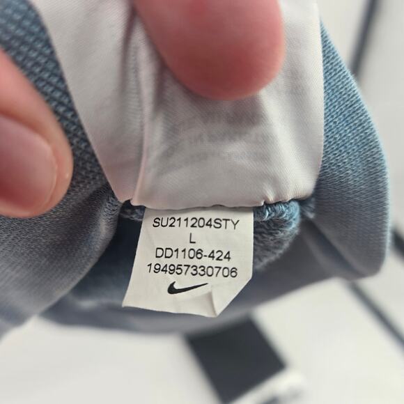 Nike Blue Bleach Washed Embroidered Hoodie Size LG Streetwear Casual Comfy - Picture 6 of 10